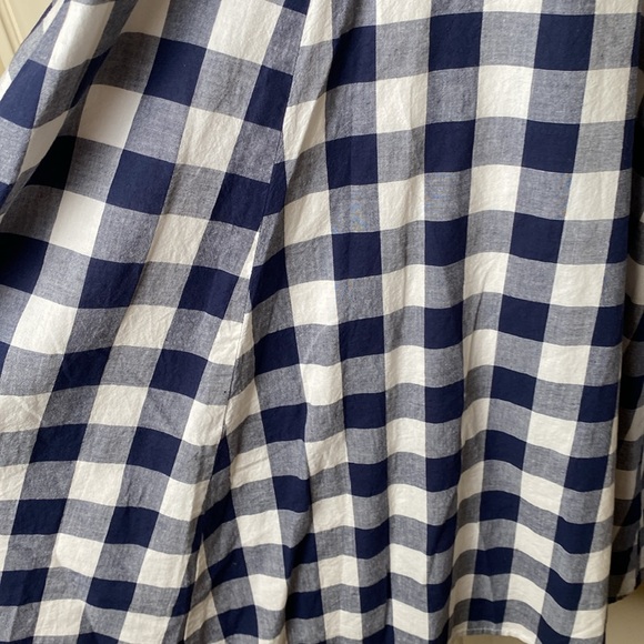 Maison Jules Small Gingham Dress Navy Blue White Sleeveless Collared Neckline - Picture 5 of 5